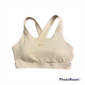 Nike Cream Cross Back Cut Out Sports Bra Sz M
